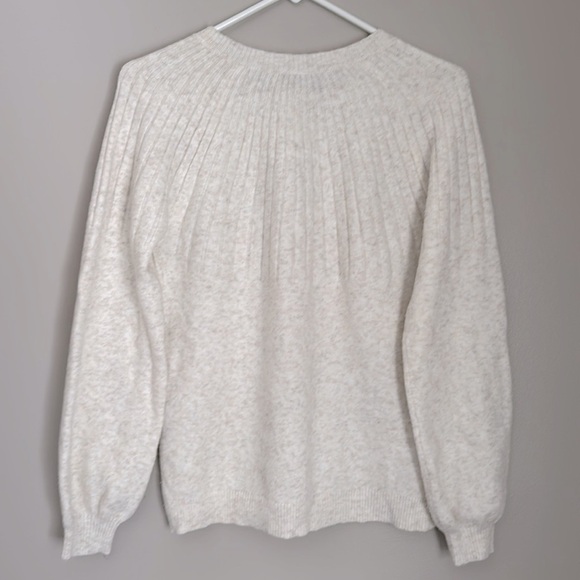 LOFT Button Trim Cream Sweater - Picture 3 of 4